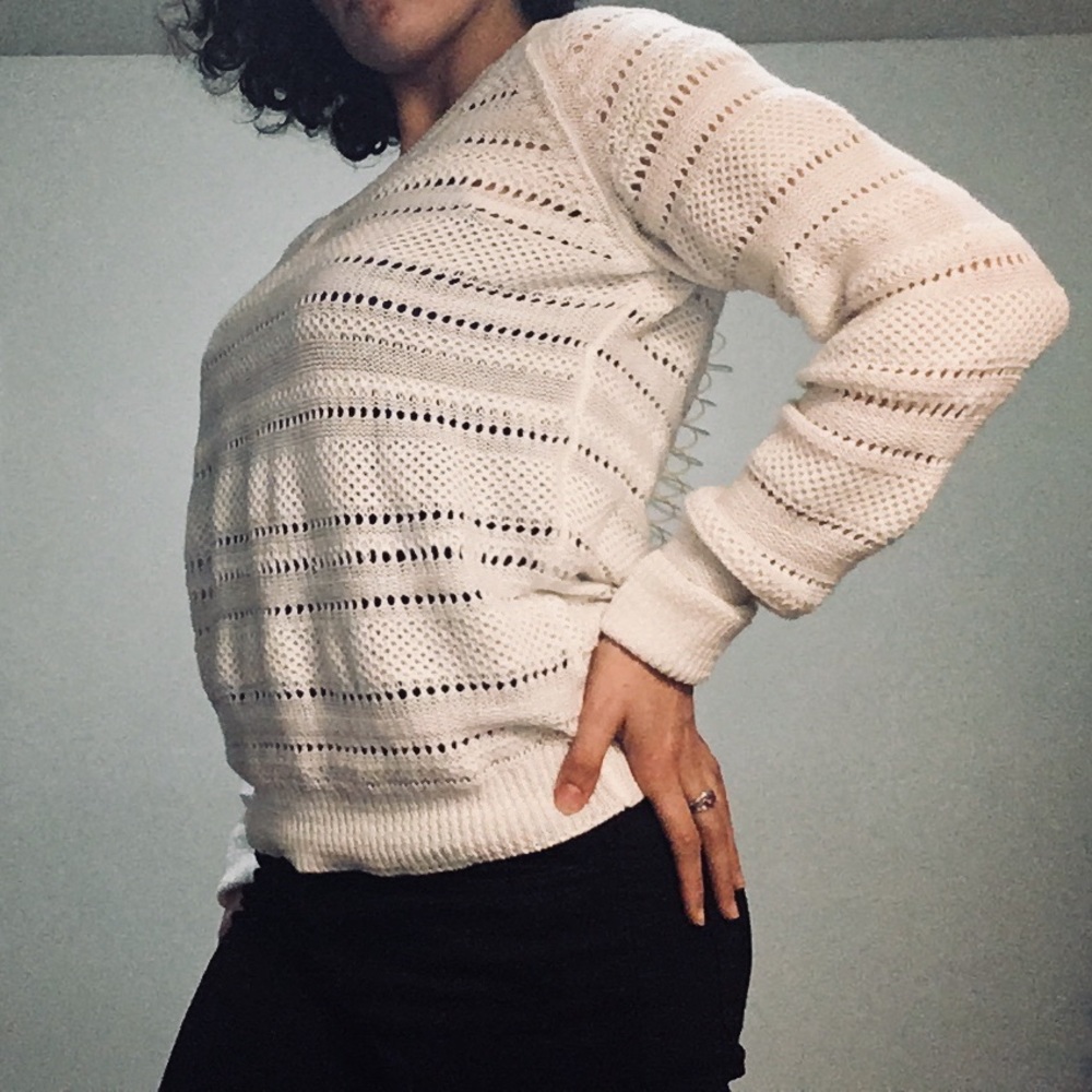 White V-Neck Sweater